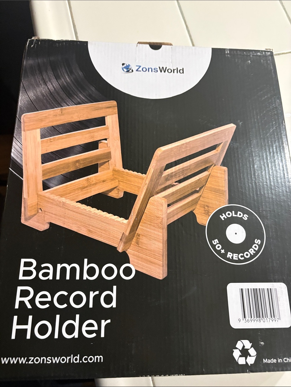 Bamboo Record Holder - Natural Bamboo